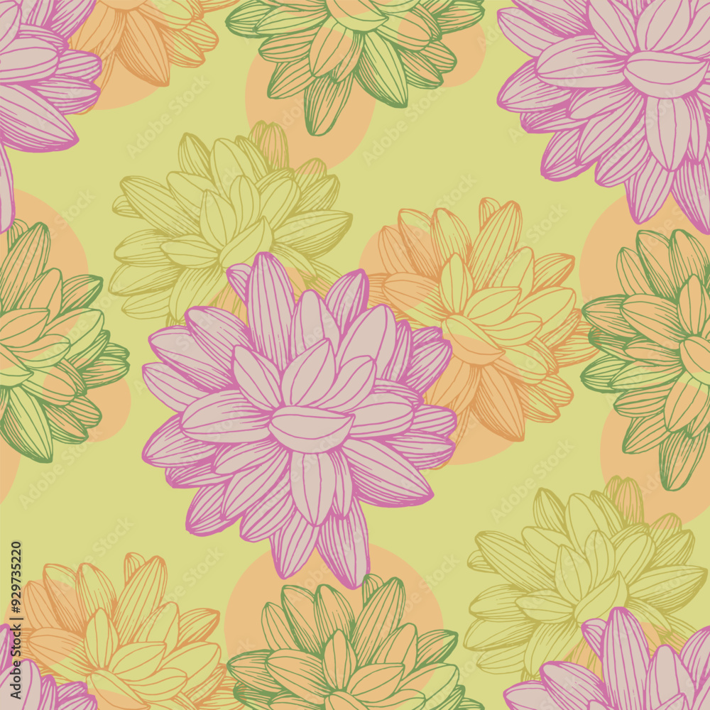 Obraz premium Succulent Plant Seamless Repeat. Tropical background, summer concept. Modern Stylish Abstract Texture.