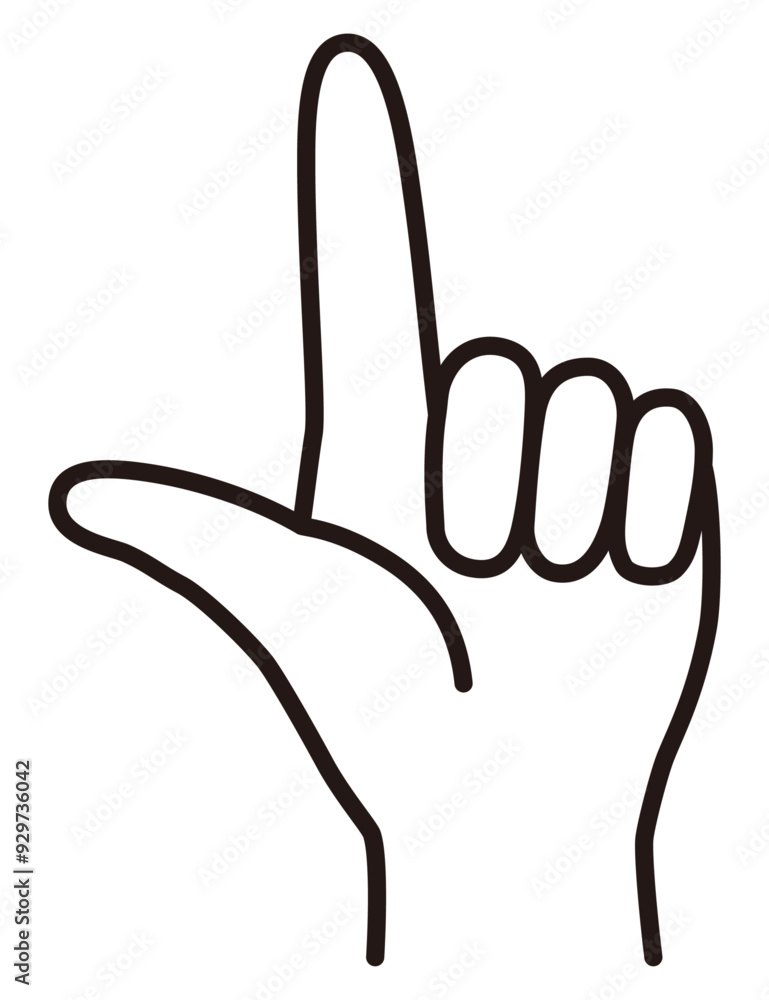 Obraz premium 手のベクターイラスト。ハンドサイン、指、線