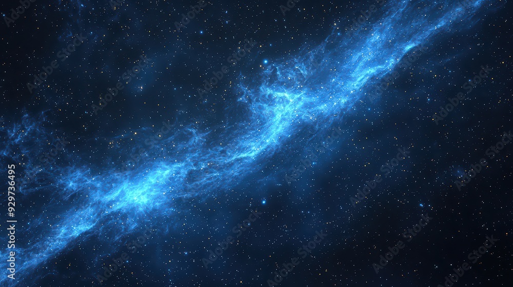 Fototapeta premium Blue Space Nebula. A deep space scene featuring a glowing blue nebula with stars scattered across the background.
