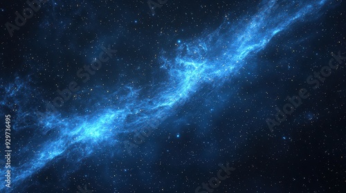 Blue Space Nebula. A deep space scene featuring a glowing blue nebula with stars scattered across the background.