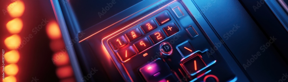 Safe with a digital lock and glowing keypad, representing secure investments, 3D illustration Safe with a digital lock and glowing keypad, representing secure investments, 3D illustration