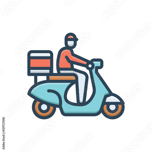 Color illustration icon for scooter delivery