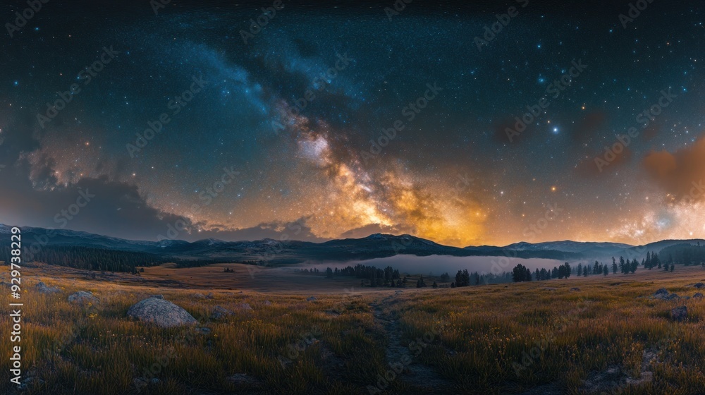 Milky Way Over Foggy Mountain Meadow Milky Way Over Foggy Mountain Meadow