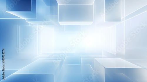 Abstract light blue Digital square pattern technology background.