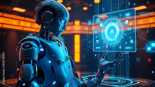 Smart city digital world metaverse, 3D AI artificial intelligence robot engineer digital technology security power energy sustainable environment technology futuristic interface.