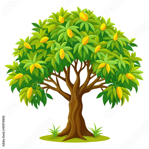Realistic mango tree vector illustration 