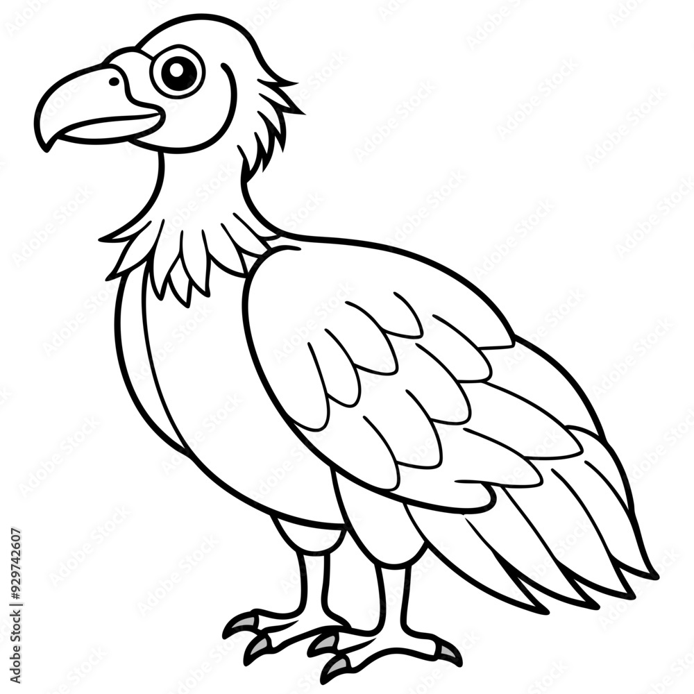 Fototapeta premium Cartoon vulture line art vector illustration