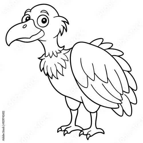 Cartoon vulture line art vector illustration