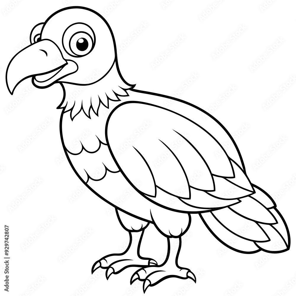 Cartoon vulture line art vector illustration Cartoon vulture line art vector illustration