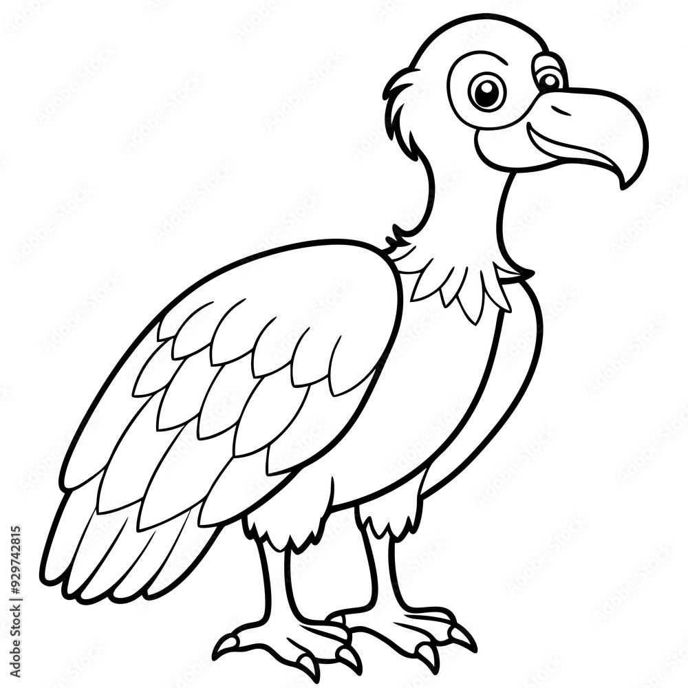 Fototapeta premium Cartoon vulture line art vector illustration