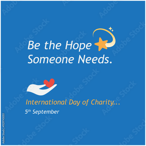 International Day of Charity. September 5th. Social Media Poster Design Templates Vector. Love, Hope, Share, Change.