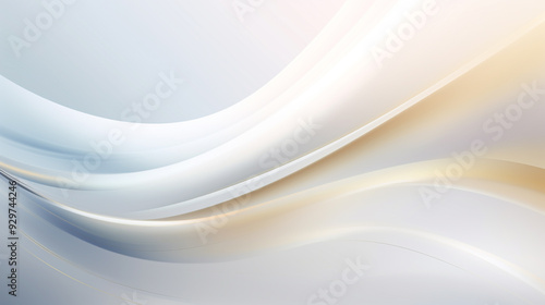 Abstract modern futuristic white wavy and gold lines with blurred light background