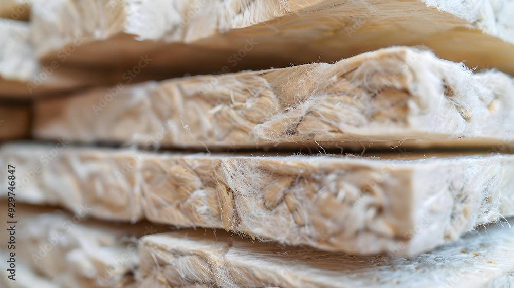 High-quality mineral wool batts, showcasing their fibrous texture and density, ideal for thermal and acoustic insulation in residential construction. High-quality mineral wool batts, showcasing their fibrous texture and density, ideal for thermal and acoustic insulation in residential construction.