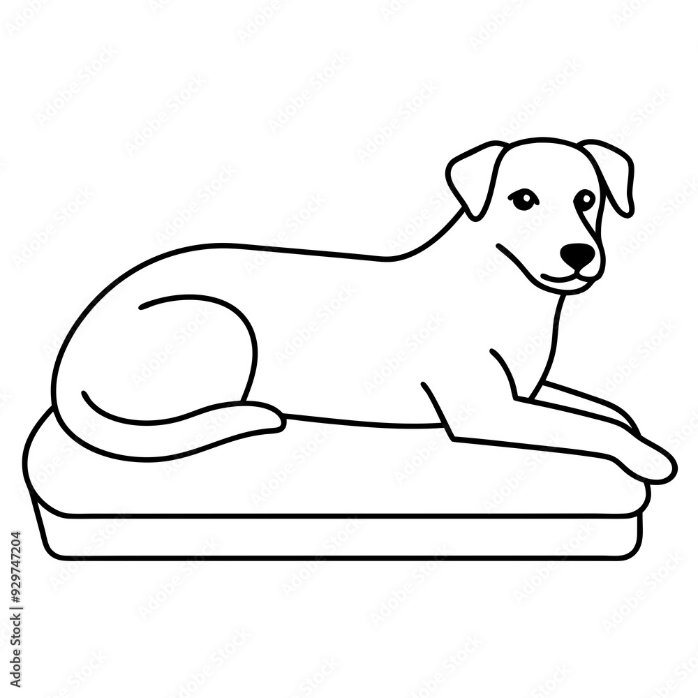 A dog laying on bed front view art vector illustration A dog laying on bed front view art vector illustration