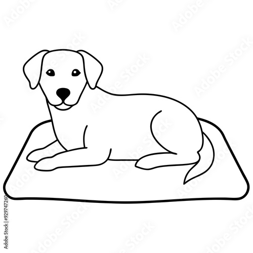 A dog laying on bed front view art vector illustration