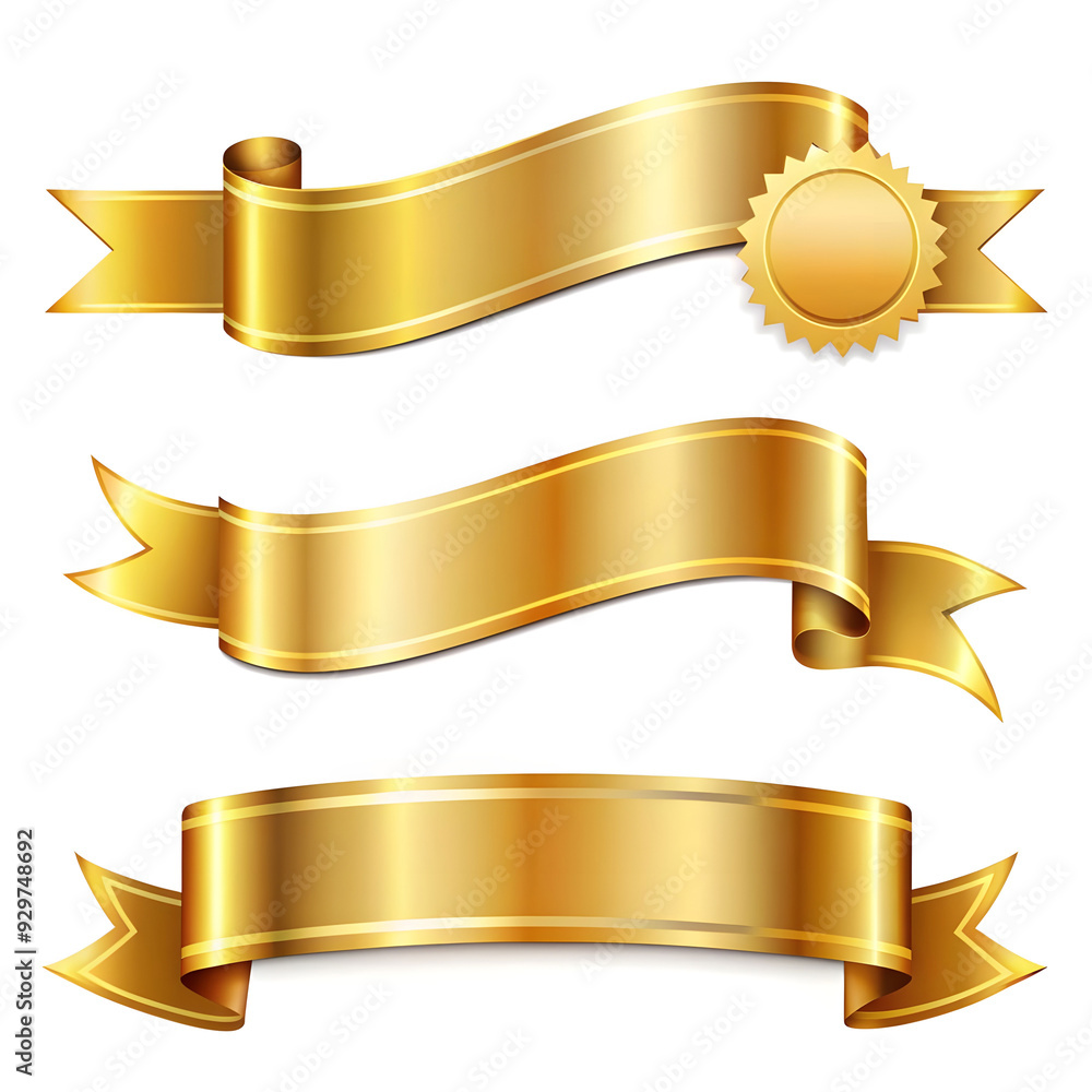 gold glossy ribbon vector banners set ribbon labe gold glossy ribbon vector banners set ribbon labe