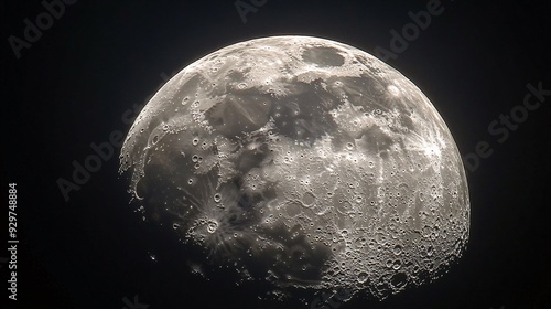 Nighttime close-up of the full moon, revealing intricate details and craters against a black backdrop.