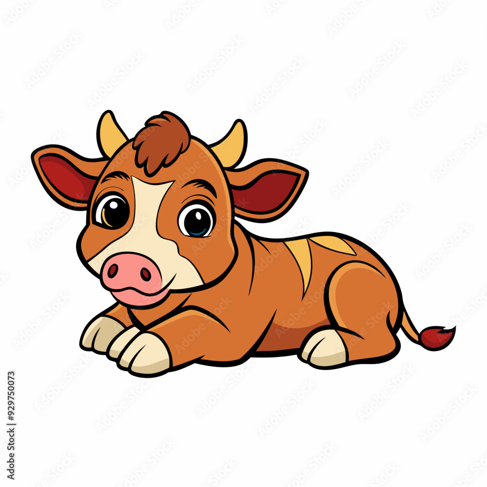 Obraz premium 1 month old angus calf art vector illustration