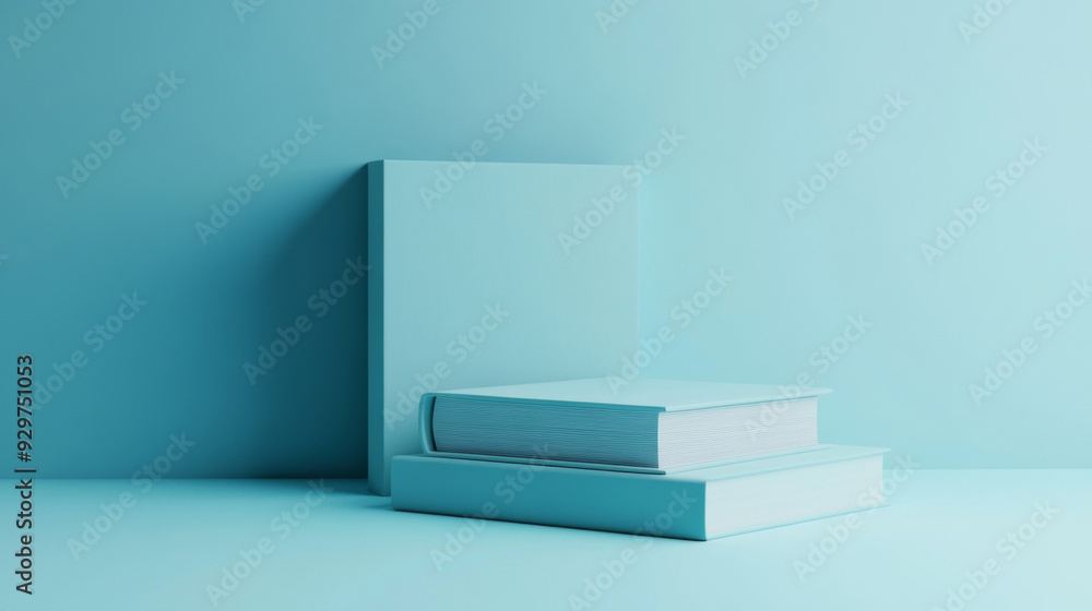 custom made wallpaper toronto digitalStack of books on blue surface with blue background