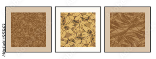 Set of 3 Abstract background in vintage style. Stylized old with grain. For use in graphics, for printing on wall decorations.