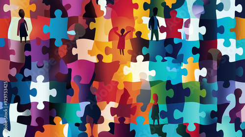 abstract puzzle background connecting people, perfect as wallpaper