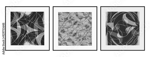 Set of 3 Abstract background in vintage style. Stylized old with grain. For use in graphics, for printing on wall decorations.