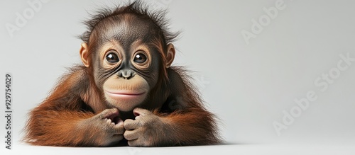 Portrait of a Curious Baby Orangutan