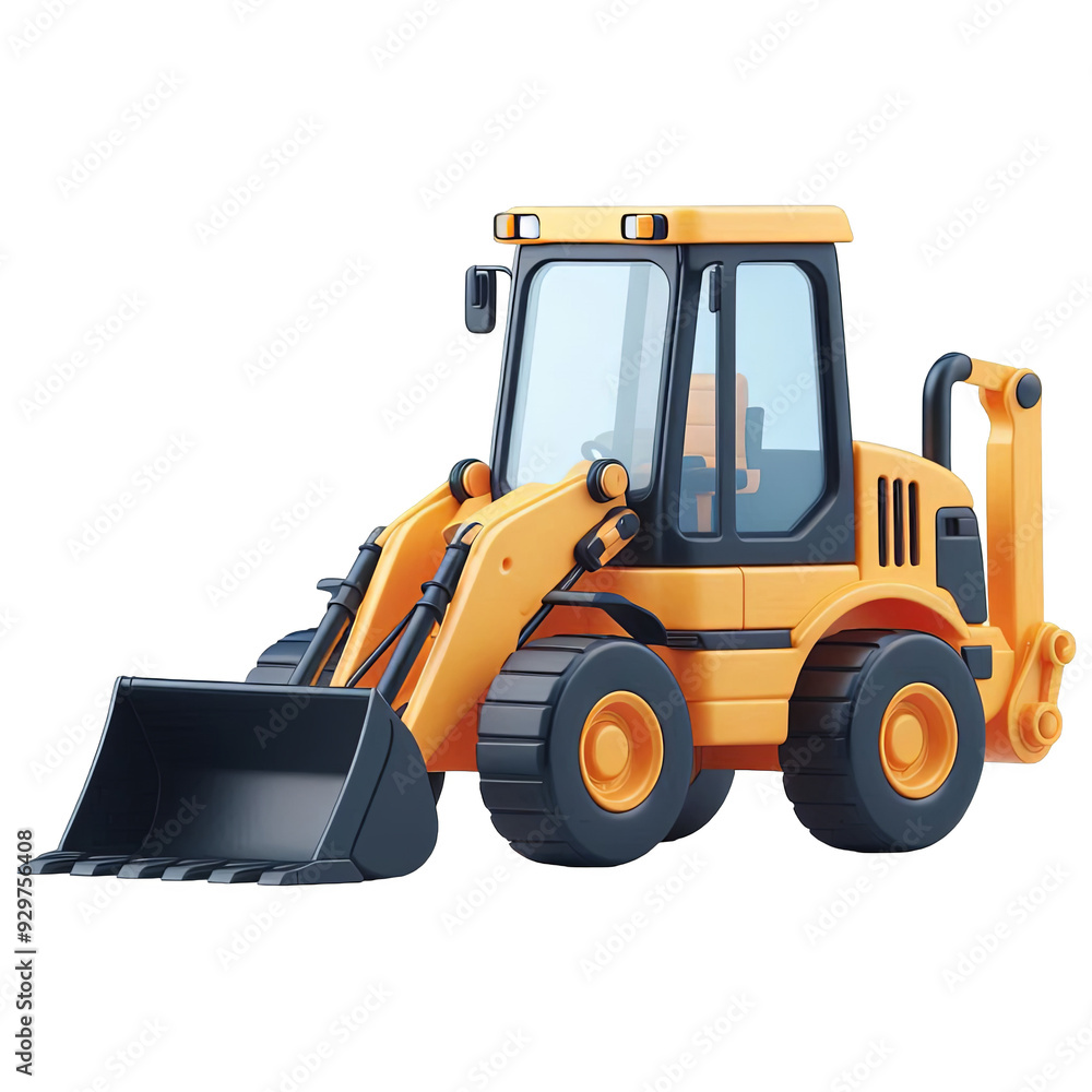 Backhoe Loader isolated on transparent background Backhoe Loader isolated on transparent background