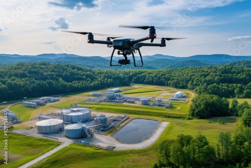 Wallpaper Mural Methane gas leak detection drones flying over a biogas facility, capturing real-time data to monitor and manage leaks efficiently. Torontodigital.ca