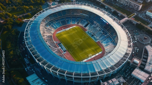 Wallpaper Mural Visualize an aerial view of a stadium with a time-lapse effect, showing the transition from day to night and the bustling activity Torontodigital.ca