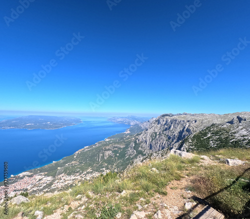 Aerial landscape.View from above on the Adriatic coast in Croatia, Makarska