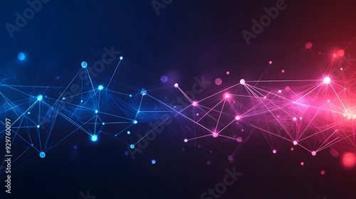 Abstract technology network with glowing nodes and lines. Modern and sophisticated background for banners, posters and social media