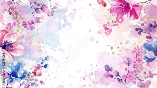 Watercolor flowers. Spring blossom background. Watercolor floral background.