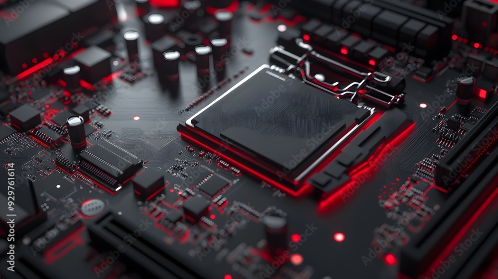 concept The motherboard in the picture is Brain Technology RAM Gaming. This motherboard has chipset and supports 12th Core processors concept The motherboard in the picture is Brain Technology RAM Gaming. This motherboard has chipset and supports 12th Core processors