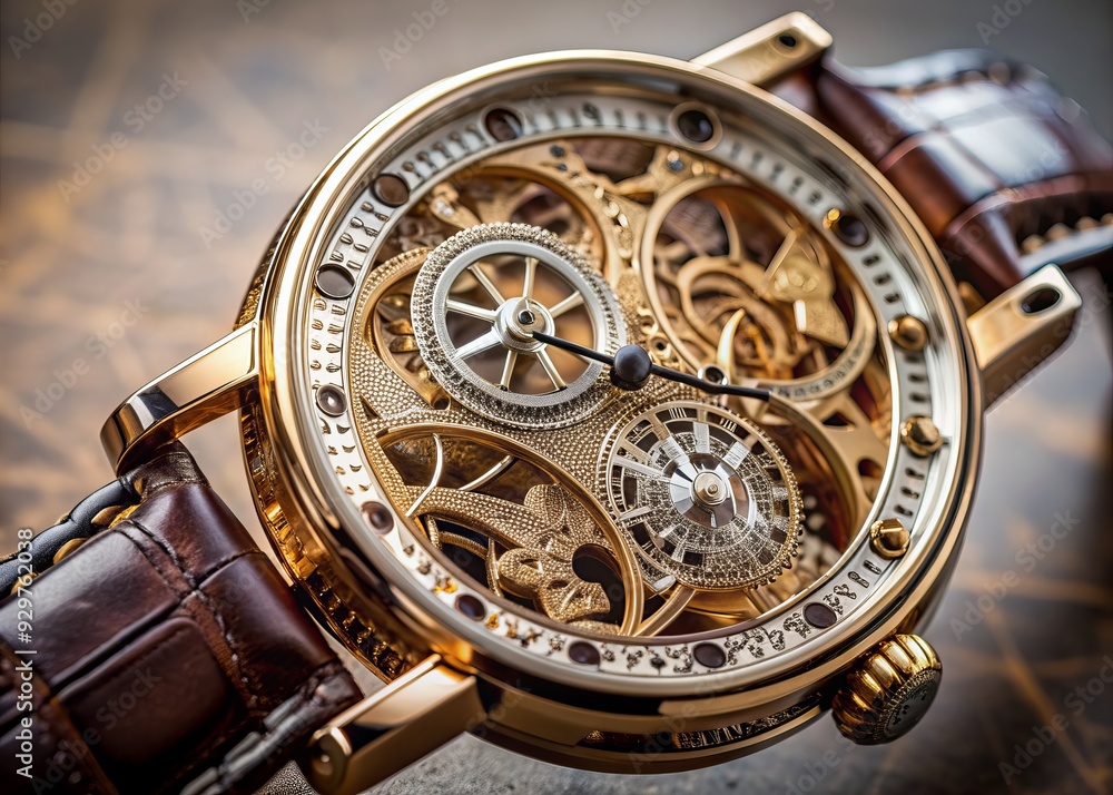 Exquisite timepiece showcases elaborate engravings, delicate filigree, and shimmering accents on its sleek face, sleek strap, and precision-crafted mechanisms. Exquisite timepiece showcases elaborate engravings, delicate filigree, and shimmering accents on its sleek face, sleek strap, and precision-crafted mechanisms.