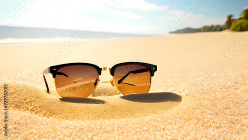 Wallpaper Mural realistic illustration of Sunglasses on Beach Sand Torontodigital.ca