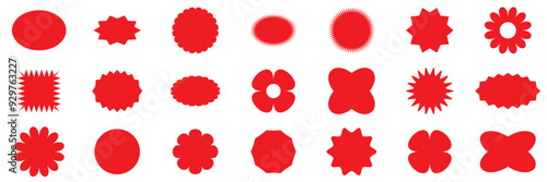 Set of sale sticker, price tag, starburst, quality mark, sunburst badges, retro stars. Flat vector design elements. Starburst speech bubbles or attention grabber. Vector illustration. EPS 10