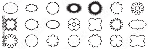 Set of sale sticker, price tag, starburst, quality mark, sunburst badges, retro stars. Flat vector design elements. Starburst speech bubbles or attention grabber. Vector illustration. EPS 10