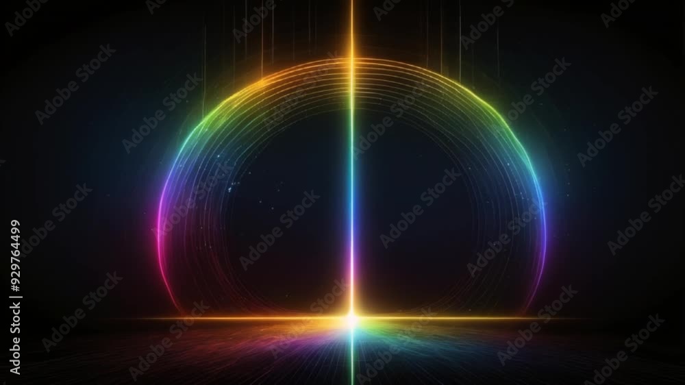 A Colorful Abstract Light Spectrum Gracefully Arching Across a Dark Background Canvas A Colorful Abstract Light Spectrum Gracefully Arching Across a Dark Background Canvas