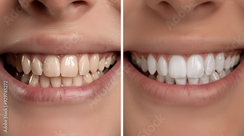 Gambar menunjukkan perbandingan gigi sebelum dan sesudah pemutihan.