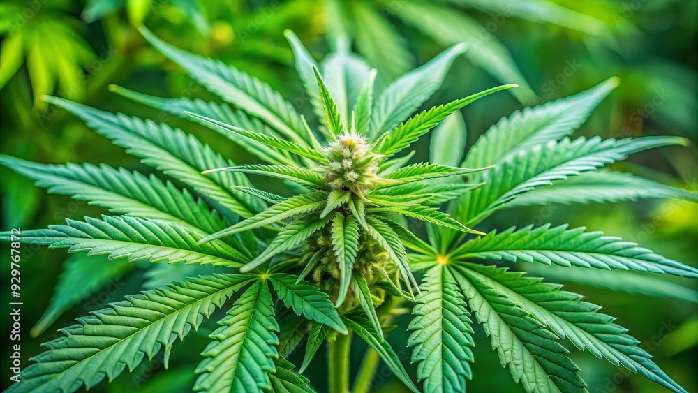 Close-up of a hemp plant with lush green leaves and budding flowers, highlighting the natural beauty and medicinal potential of cannabis and CBD. Close-up of a hemp plant with lush green leaves and budding flowers, highlighting the natural beauty and medicinal potential of cannabis and CBD.