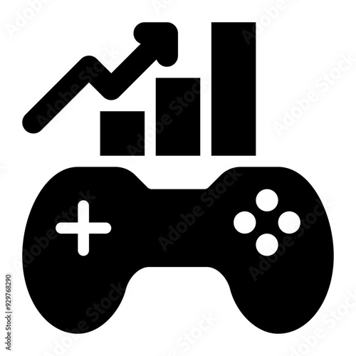 game chart, game analysis, game trend, game analytics, game report, game development solid or glyph icon