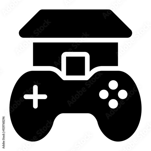 game center, game house, gaming, games, game development, house, home gaming, game store, game shop solid or glyph icon