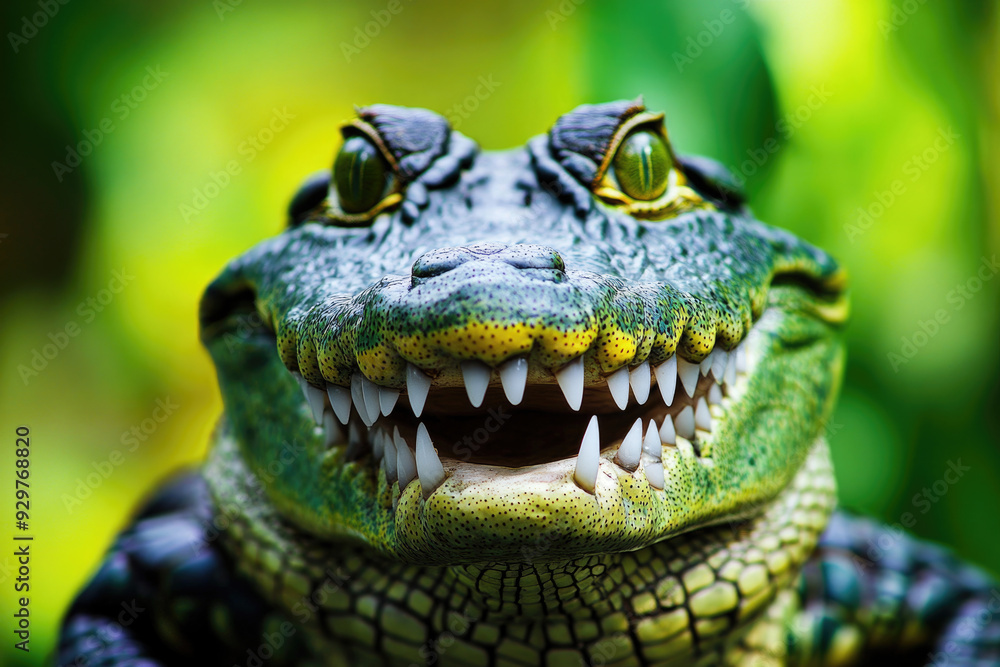 A joyful crocodile with a big grin, radiating happiness in a playful portrait. A joyful crocodile with a big grin, radiating happiness in a playful portrait.