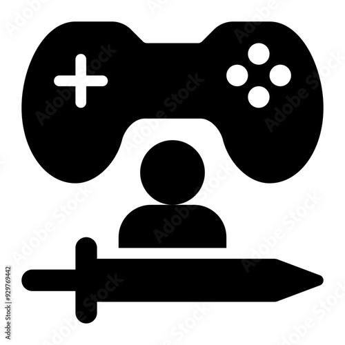 role playing, game, rpg, gamer, video game, game genre, game development glyph or solid icon