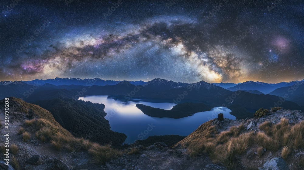 Milky Way Over a Mountain Lake and Peaks Milky Way Over a Mountain Lake and Peaks