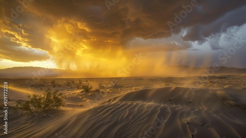 Desert storms, characterized by strong winds and occasional rain, bring dramatic changes to the landscape.