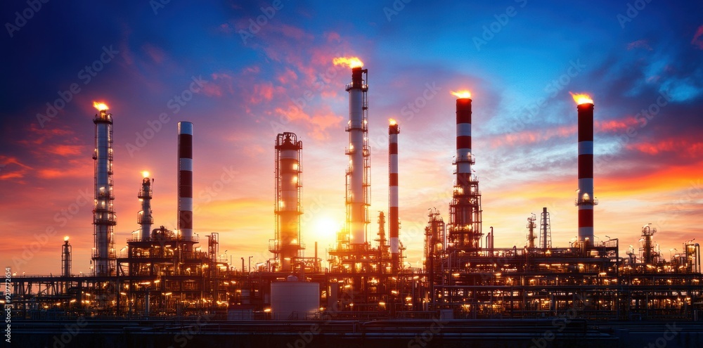 Fototapeta premium Advanced refining technologies processing crude oil, showcasing innovative solutions designed to meet the demands of modern industry and enhance efficiency.