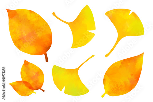 紅葉した葉っぱの水彩フレーム