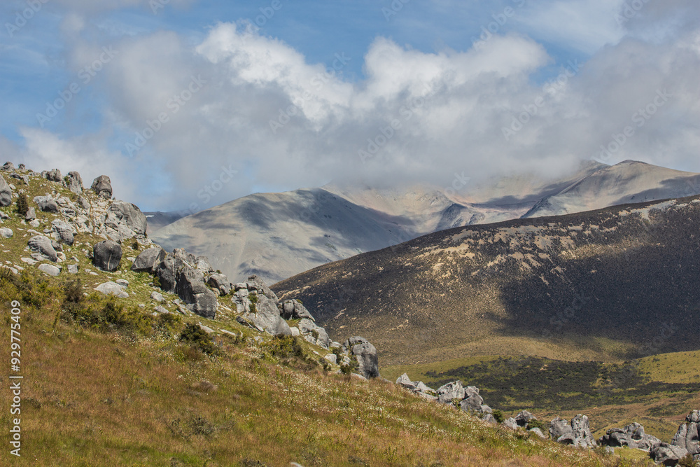 Fototapeta premium Mountainous Conservation Area, New Zealand